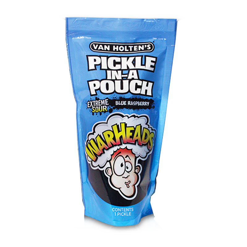VAN HOLTEN'S WARHEADS BLUE RASPBERRY PICKLE IN POUCH US IMPORT