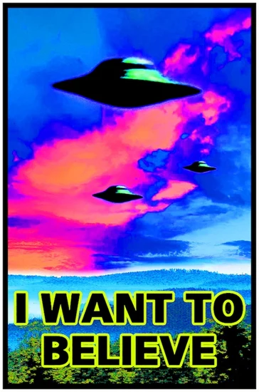 I WANT TO BELIEVE BLACKLIGHT POSTER VELVET FLOCKED 16