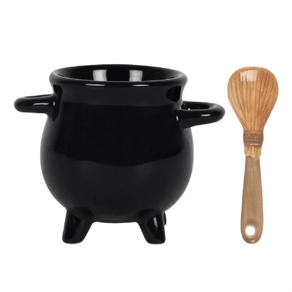 CAULDRON EGG CUP WITH BROOM SPOON - Image 2