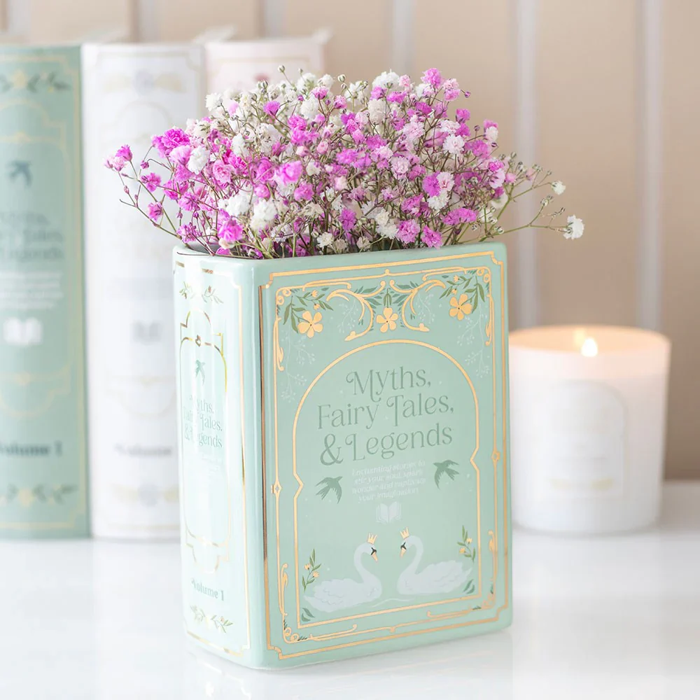 BOOK VASE MINT AND GOLD