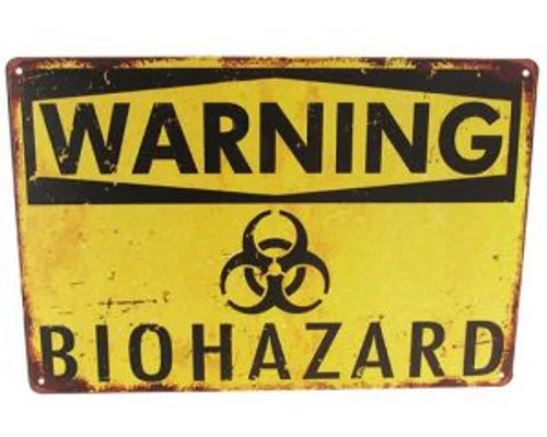 WARNING BIOHAZARD RETRO ART TIN SIGN