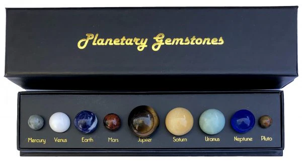SOLAR SYSTEM 8 PLANETS GEMSTONES DISPLAY BOX