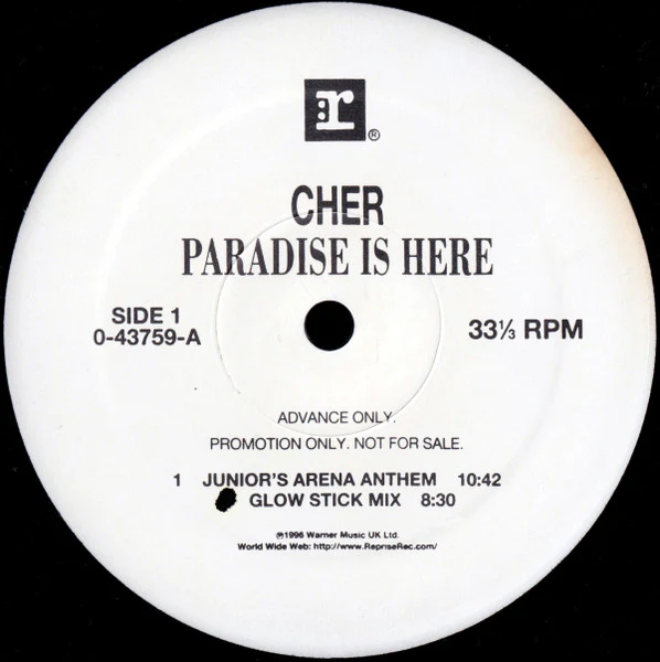 CHER | PARADISE IS HERE 12 - JUNIOR VASQUEZ MIXES - US PROMO - GENERIC SLEEVE