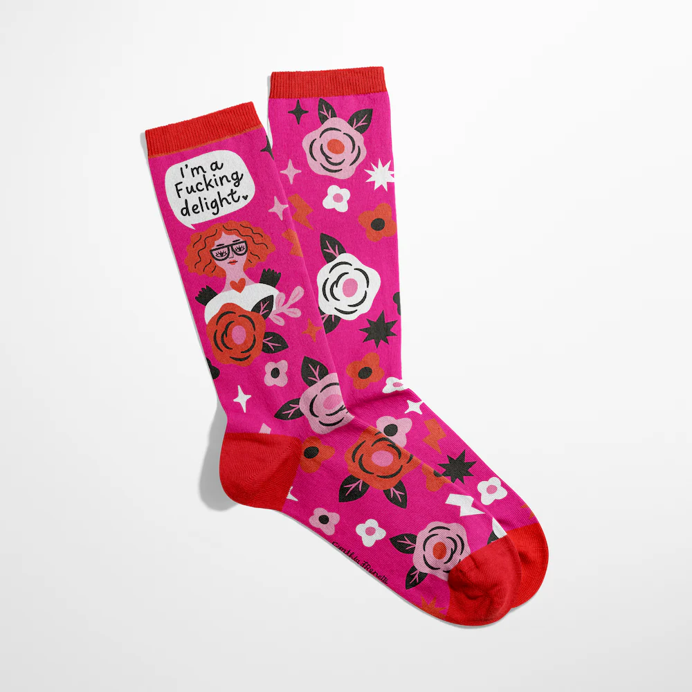 IM A FUCKING DELIGHT GRUMPY ANGEL SOCKS