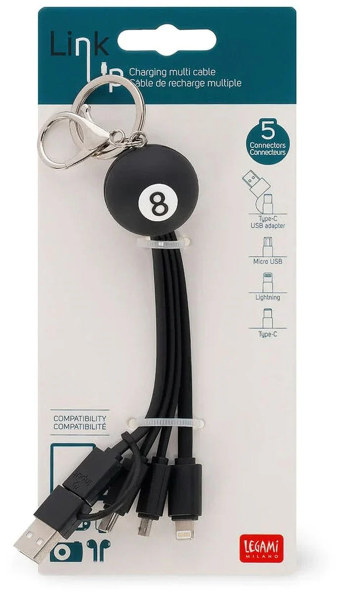 8 BALL LINK UP MILTI CABLE HUB KEYRING