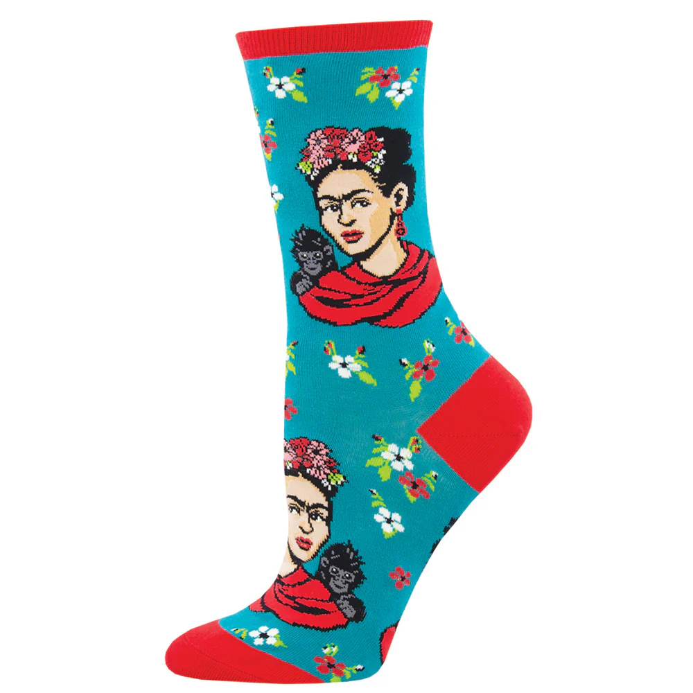 FRIDA KAHLO SOCKS PEACOCK TEAL (5-10.5 W / 4-6.5 M) - Image 2