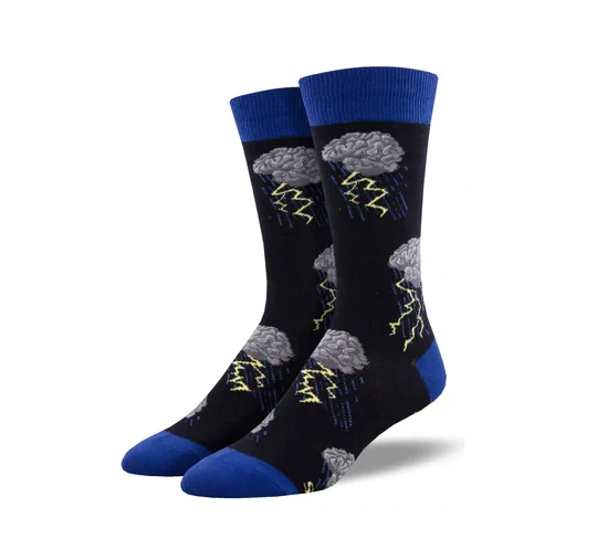BRAIN STORM BLACK SOCKS  (7-12 M / 11-13 W)