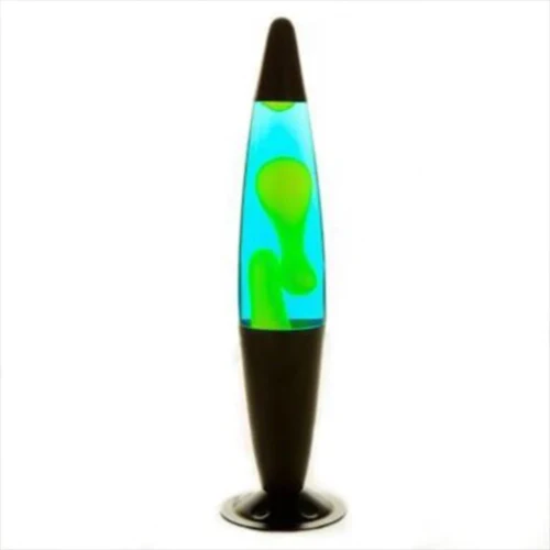 RETRO LAVA LAMP BLACK MOTION ROCKET YELLOW LAVA BLUE
