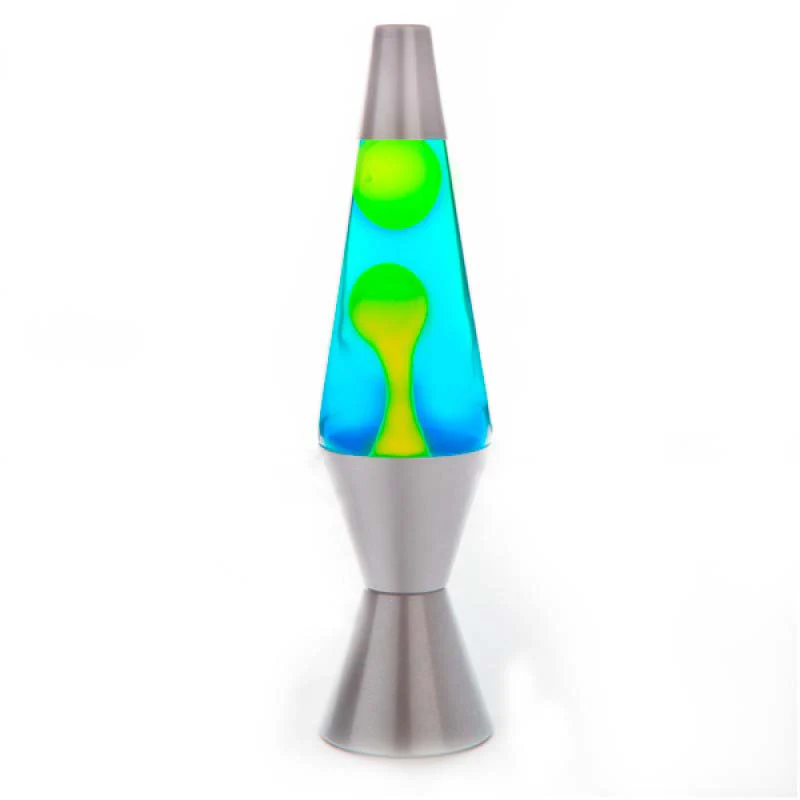 RETRO LAVA LAMP METALLIC SILVER YELLOW BLUE DIAMOND