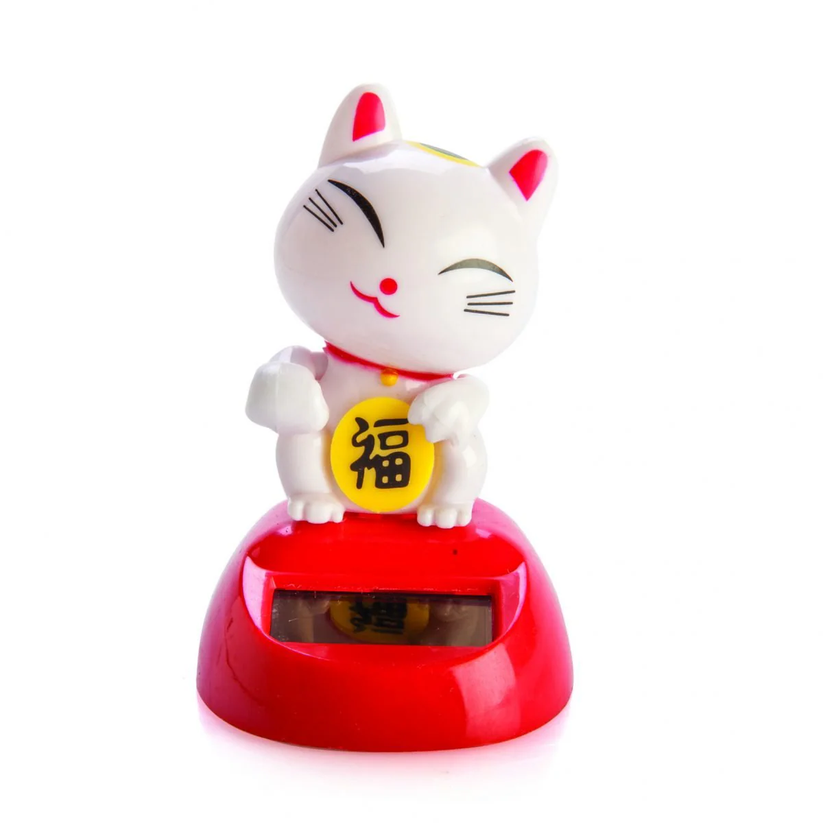 DASHBOARD LUCKY CAT SOLAR DANCER WHITE