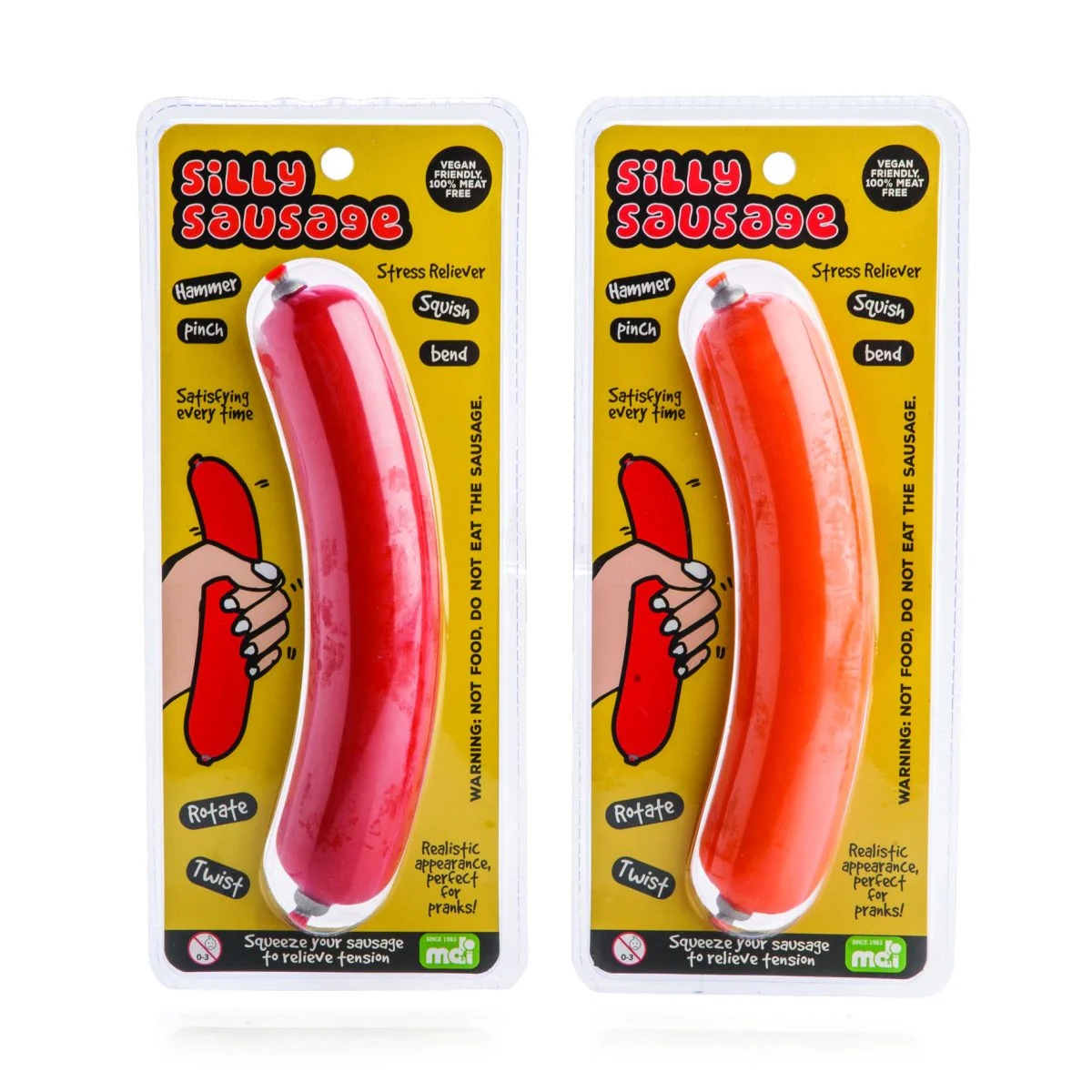 SILLY SAUSAGE STRESS TOY PULLIE PAL ASSORTED STRETCHY