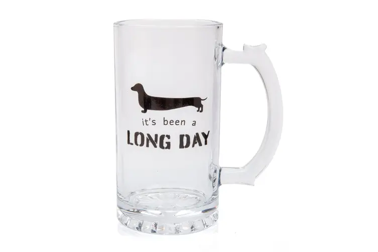 LONG DAY DACHSHUND BEER STEIN GLASS