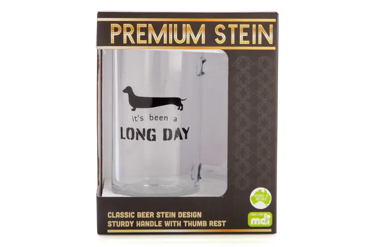 LONG DAY DACHSHUND BEER STEIN GLASS - Image 2