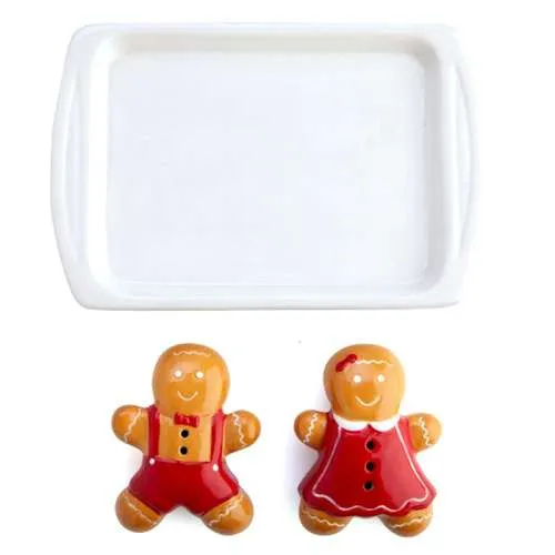 GINGERBREAD MEN SALT AND PEPPER SET CERAMIC