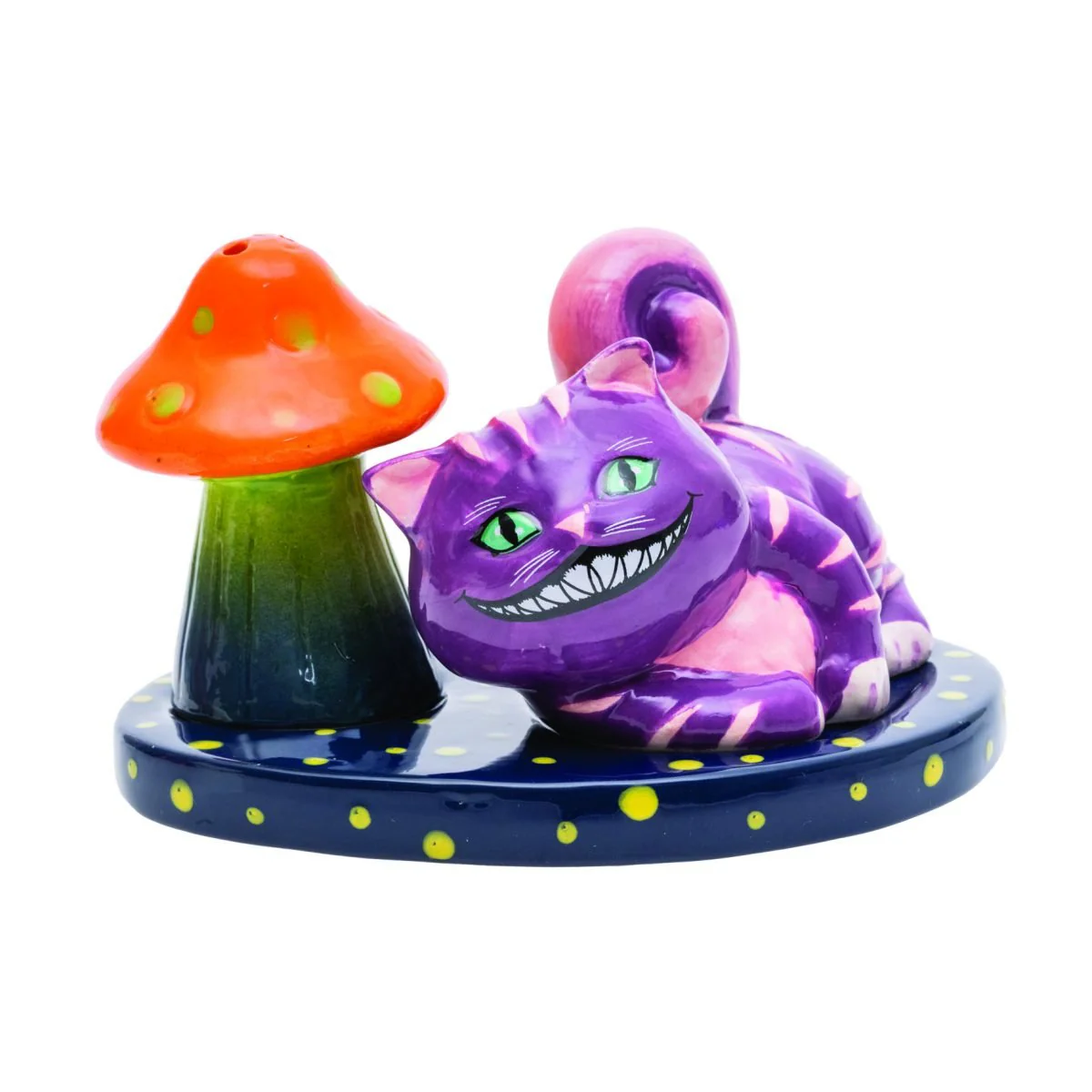 CHESHIRE CAT SALT AND PEPPER SET CERAMIC ALICE IN WONDERLAND