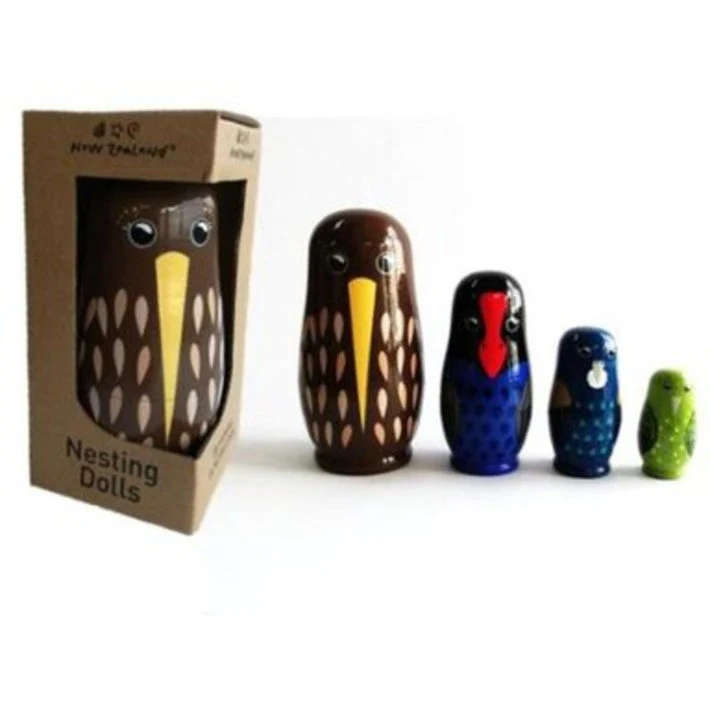 NZ NESTING BIRDS 4 PC WOODEN